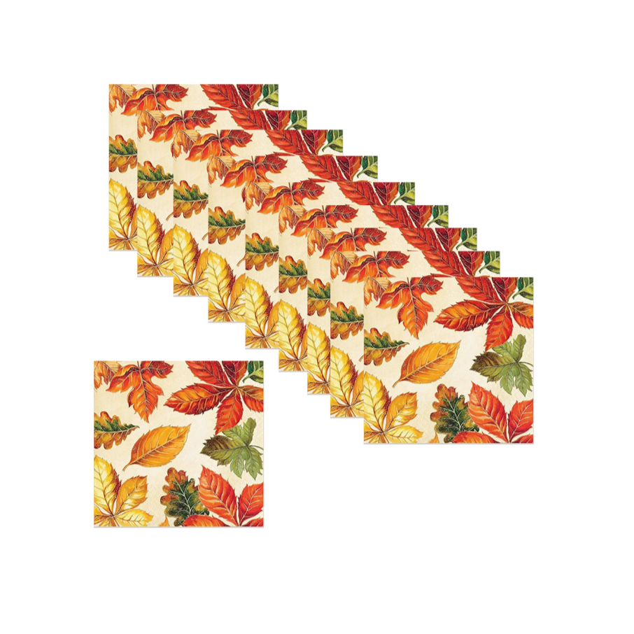 Thanksgiving Fall Colorful Leaves Paper Disposable Cocktail Beverage Napkins – 16 Count