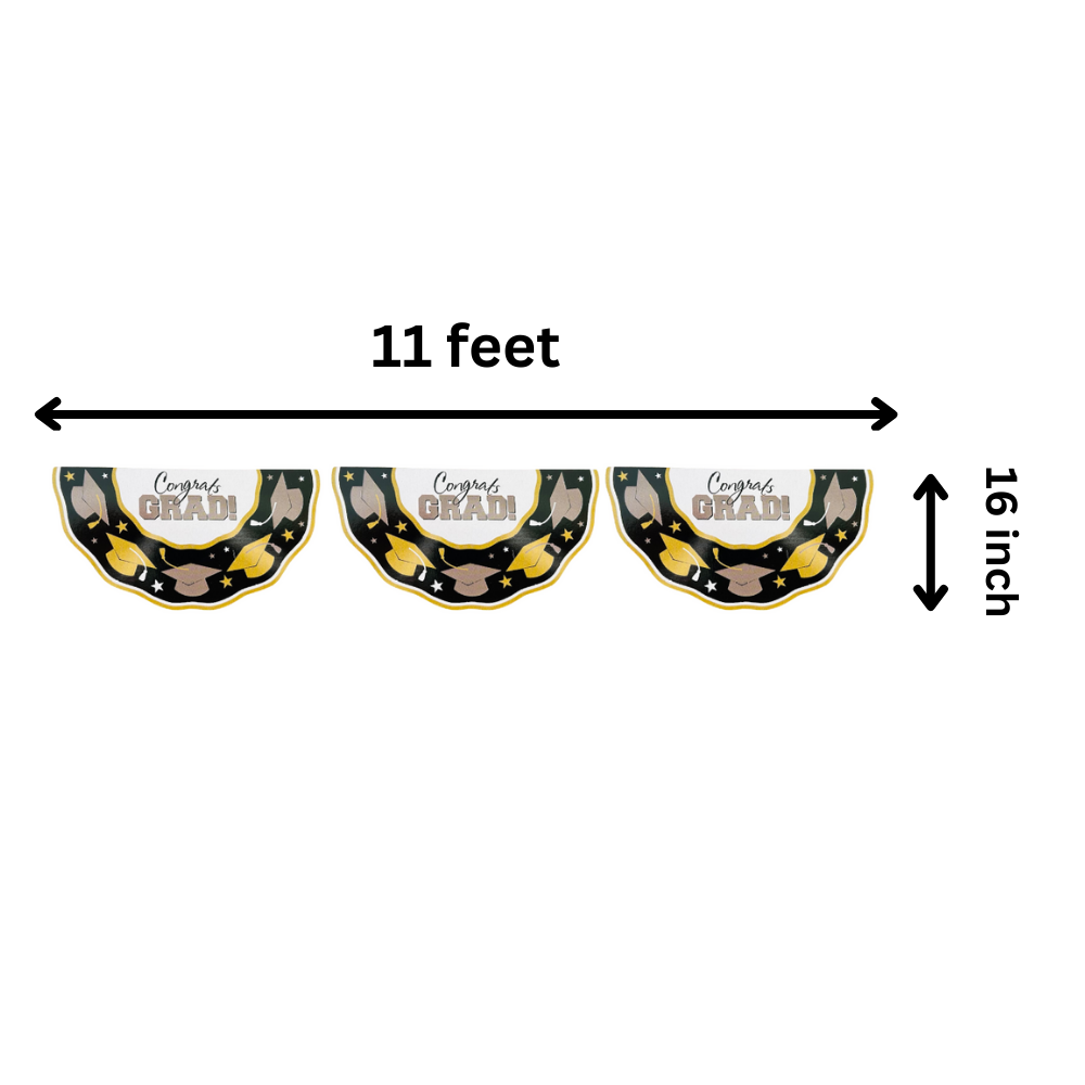 Congrats GRAD! Graduation Bunting Hanging Decoration 11 feet long - 1 piece