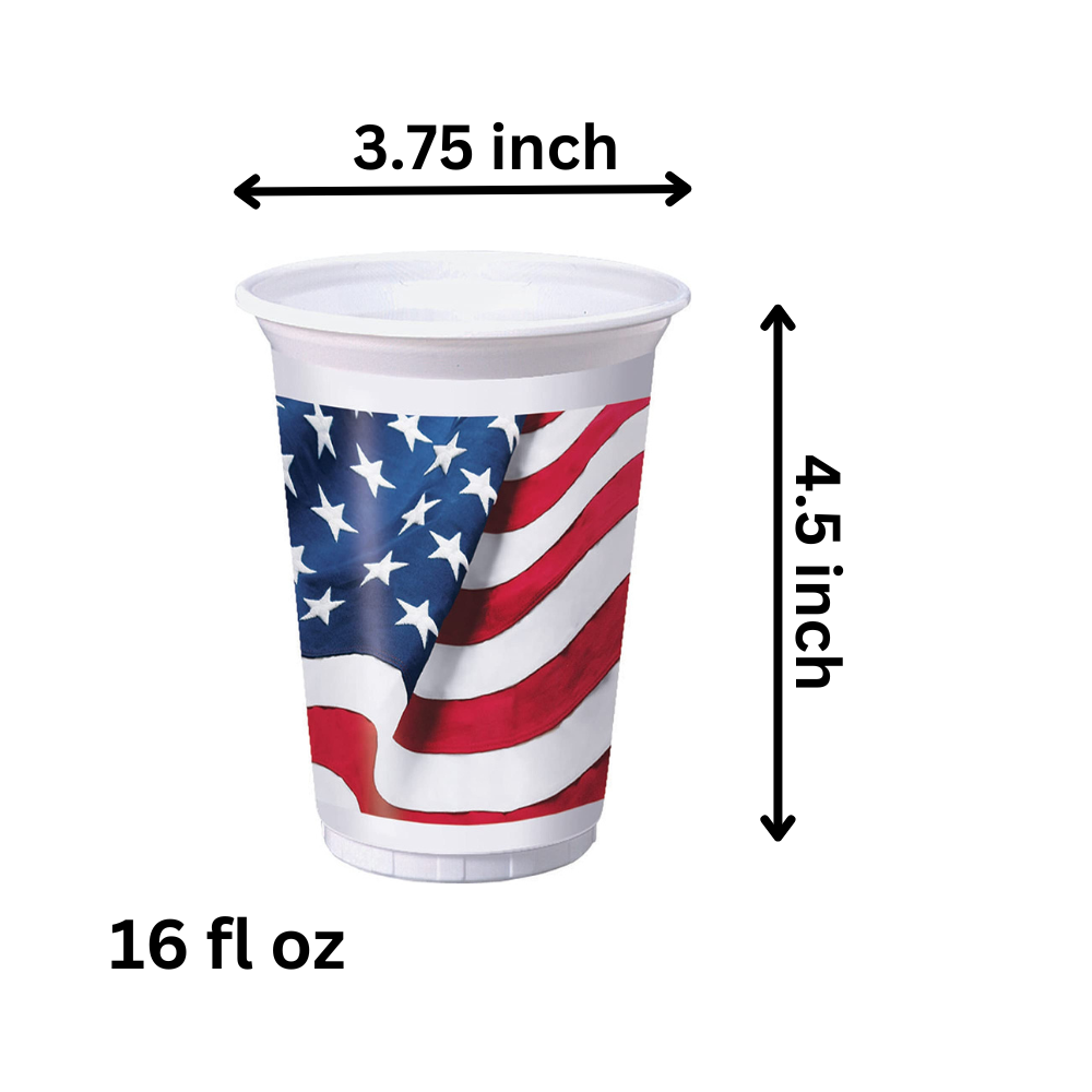 Patriotic Freedom's Flag 16oz Plastic Cups - 8 Count