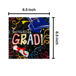Graduation "Congrats Grad" Themed Bundle with Luncheon Napkins and Plates for 16 Guests