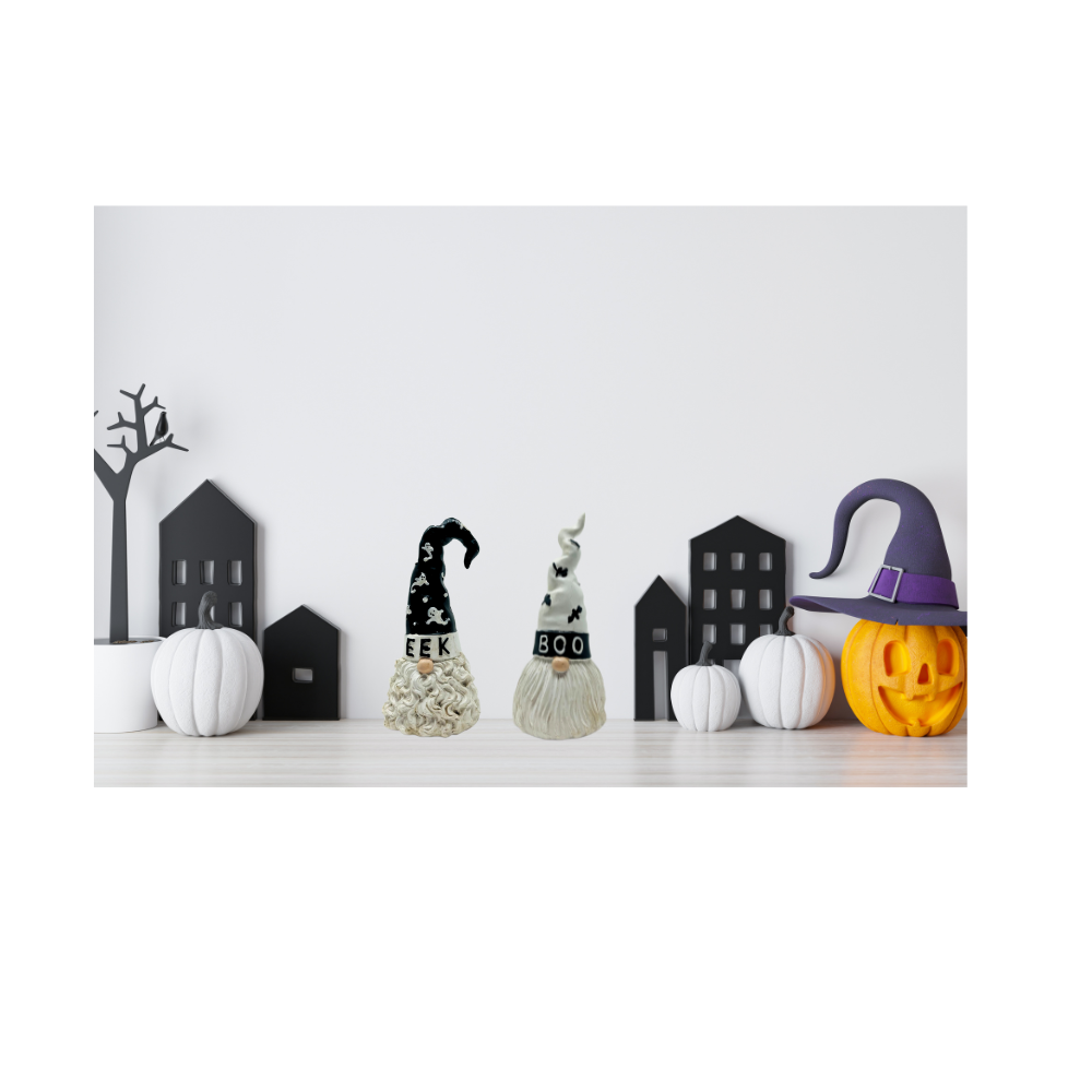 Halloween Gnome Figurines Tabletop, Shelves, Mantel Decoration – Set of 2