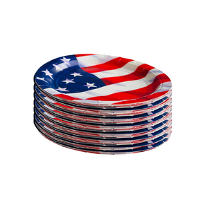 Patriotic Themed Bundle with Dinner Plates, Dessert Plates and Napkins for 8 Guests