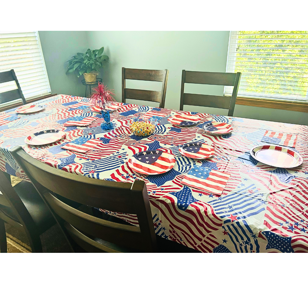 Patriotic Themed Bundle with Dinner Plates, Dessert Plates and Napkins for 8 Guests