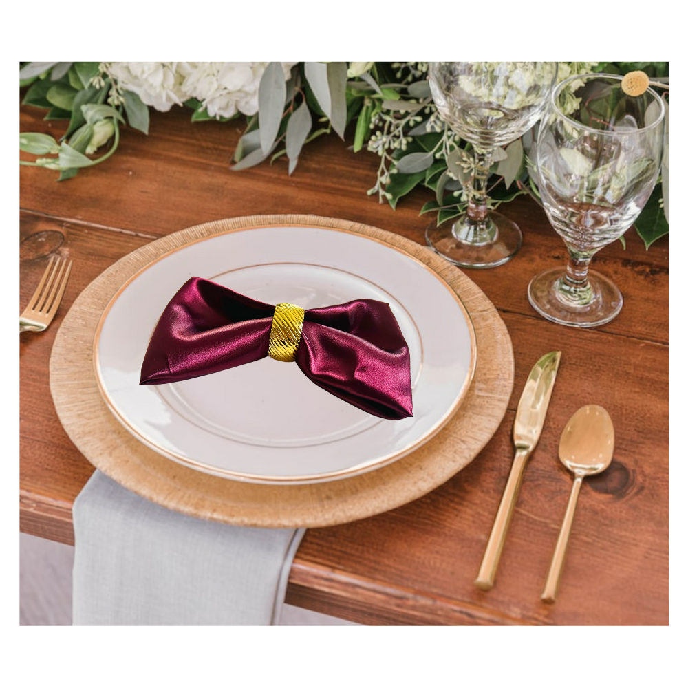 Burgundy Elegant Reusable Satin Dinner Napkins Square 20X20 inch Table Décor - 6 Pieces