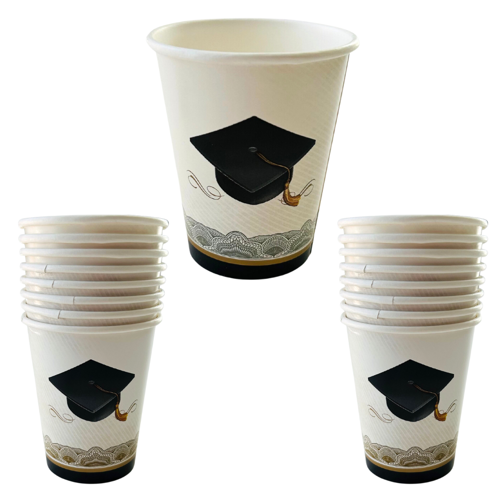 Graduation Classic Hot/Cold Disposable Paper Cups with 9-ounce capacity – 16 Count