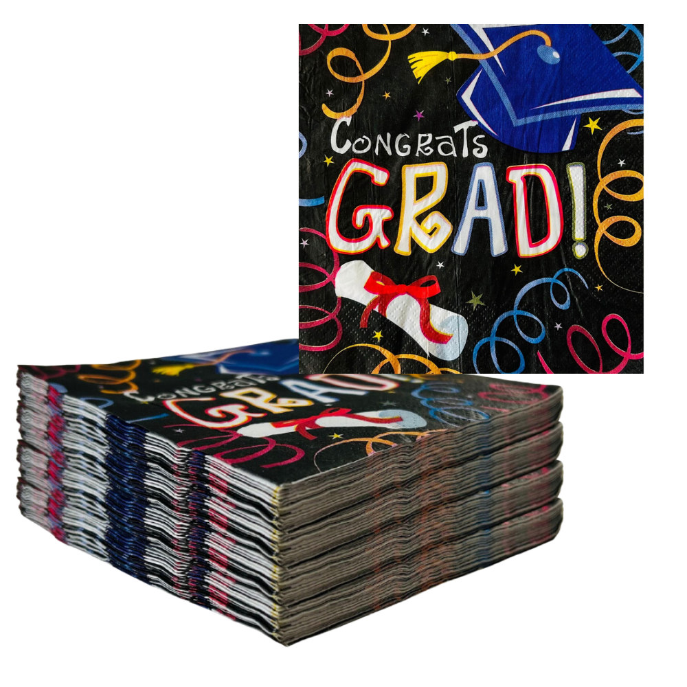 Graduation "Congrats Grad" Paper Disposable Luncheon Napkins – 32 Count