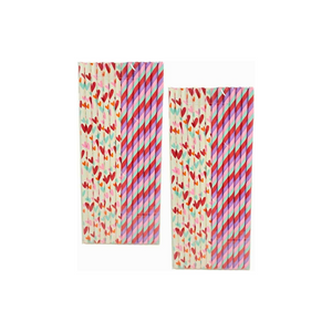 Valentine’s Day 14 Count Striped and White Paper Straws Assorted – 2 Pack