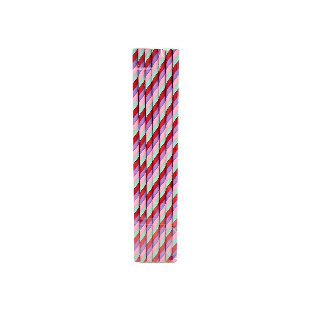 Valentine’s Day 14 Count Striped and White Paper Straws Assorted – 2 Pack