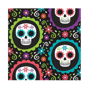 Halloween Day of the Dead Themed Bundle with Dessert Plates and Napkins for 16 Guests