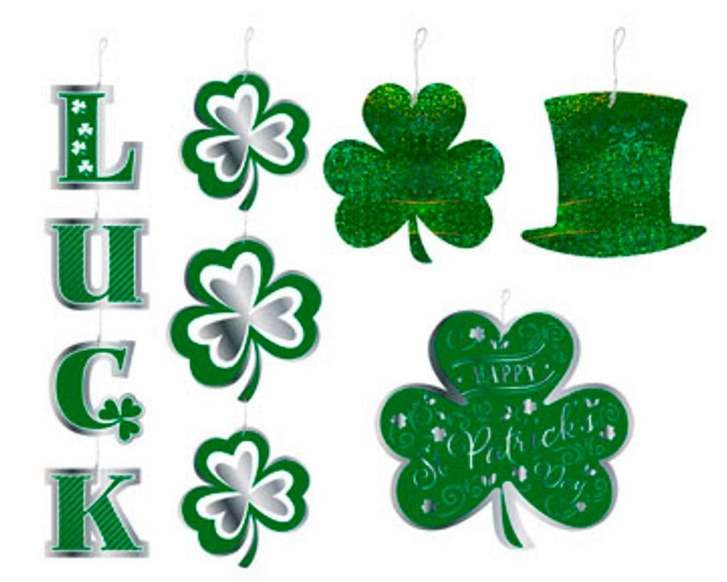 St Patrick’s Day Hanging Cutout Metallic Paper Decorations 5 Assorted Styles