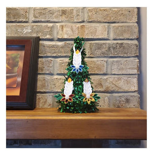 Christmas Candles Organza and Satin Ribbon Ornaments – Set of 3