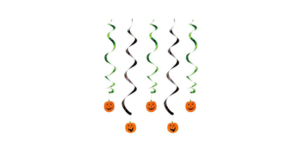 Happy Halloween Sign and Pumpkin Faces Dizzy Danglers Combo Decoration