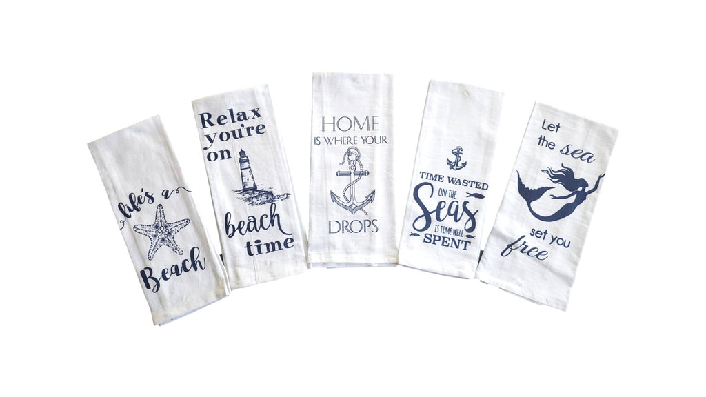 Coastal Décor Printed Kitchen Towels – Set of 5