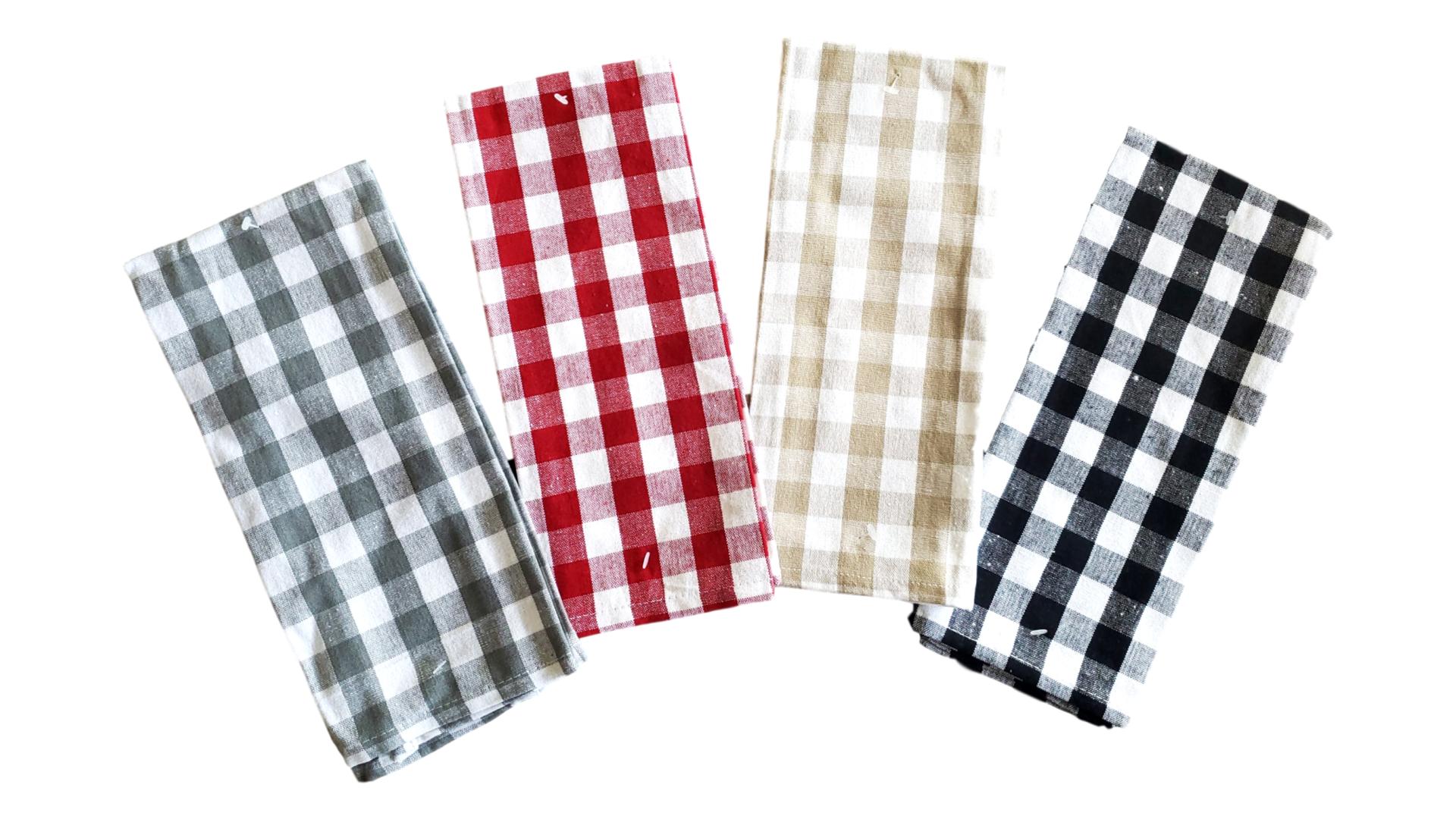 Buffalo Plaid Woven Kitchen Towel Assorted Colors – Set of 4