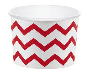 12 White Paper Disposable Treat, Snack Serving Cups with Red Pattern