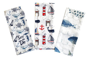 Coastal Printed Kitchen Towels – Set of 3