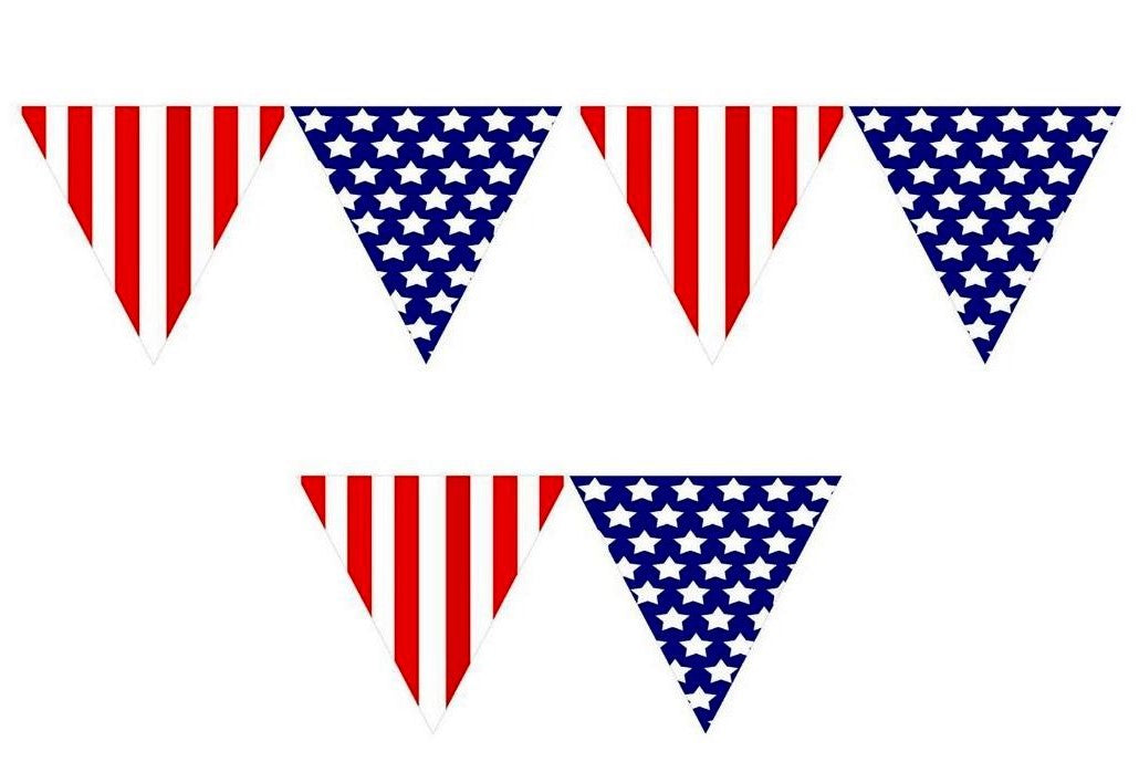 Patriotic 2 Piece Decorating Set – Pennant Banner and Cascade Centerpiece