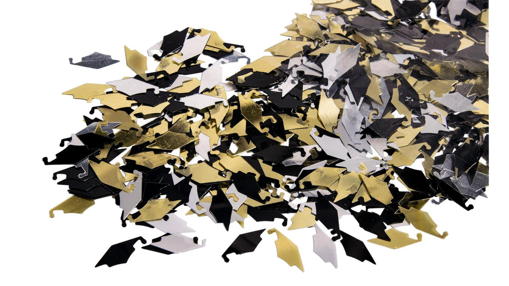 Graduation Caps Black, Gold and Silver Confetti 0.5 oz – 2 bags