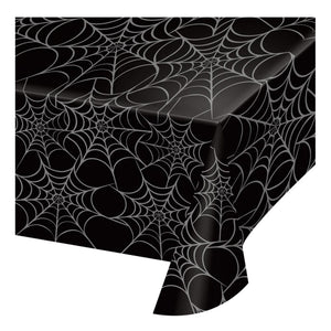 Halloween Spider Web Disposable Plastic Table Cover 54 X 108 inch - 1 Piece
