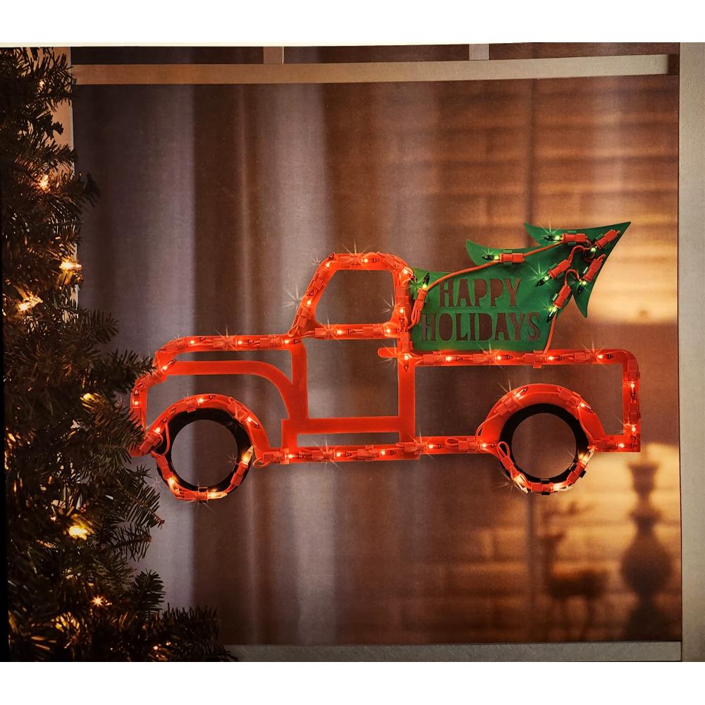 Christmas Truck Lighted Window Decoration – 1 Piece