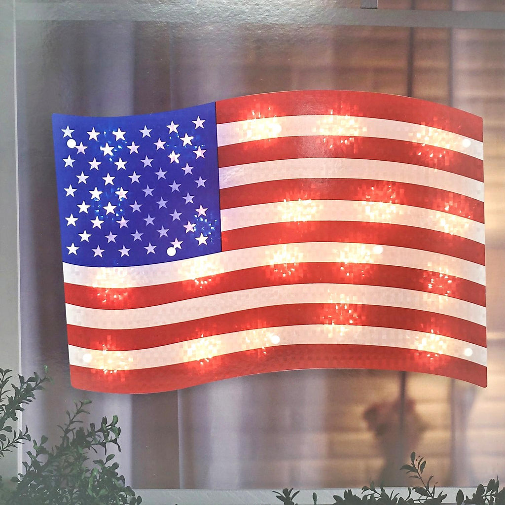 Patriotic Flag Lighted Window Decoration - 1 Piece