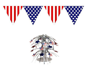 Patriotic 2 Piece Decorating Set – Pennant Banner and Cascade Centerpiece