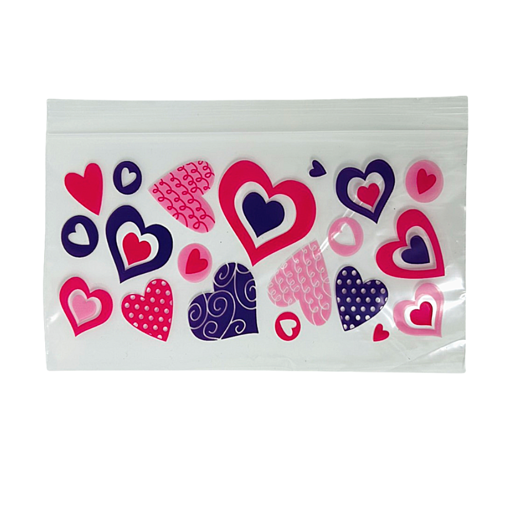 Valentine’s Day Clear Hearts Resealable Zipper Goody Treat Loot Bags – 36 Pieces