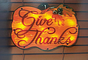 Thanksgiving “Give Thanks” Lighted Window Decoration – 1 Piece