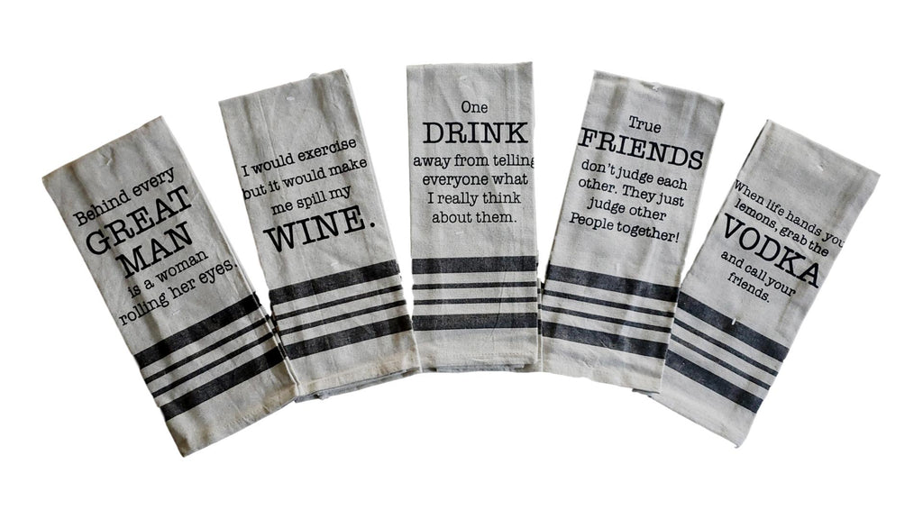 Vintage Sayings Kitchen/Hand Tea Towels – Set of 5