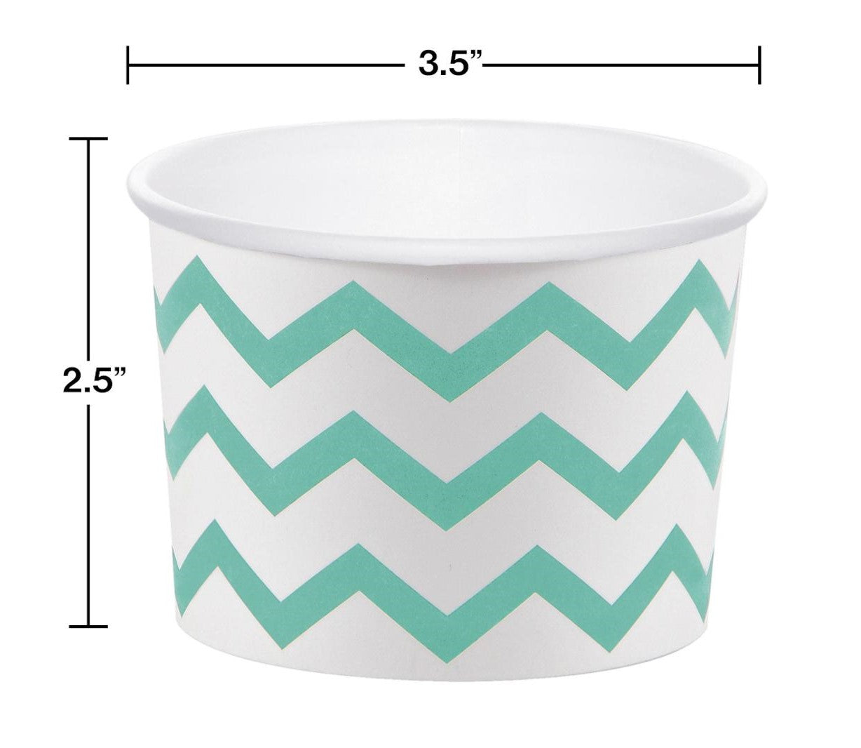 12 White Paper Disposable Treat, Snack Serving Cups with Mint Green Pattern