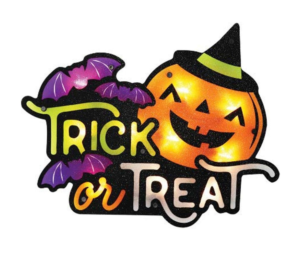 Halloween Lighted Trick or Treat Pumpkin Window Decoration – 1 Piece