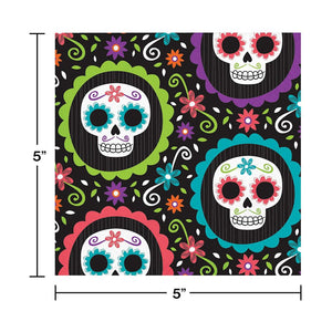 Halloween Day of the Dead Paper Beverage Cocktail Napkins – 16 Count