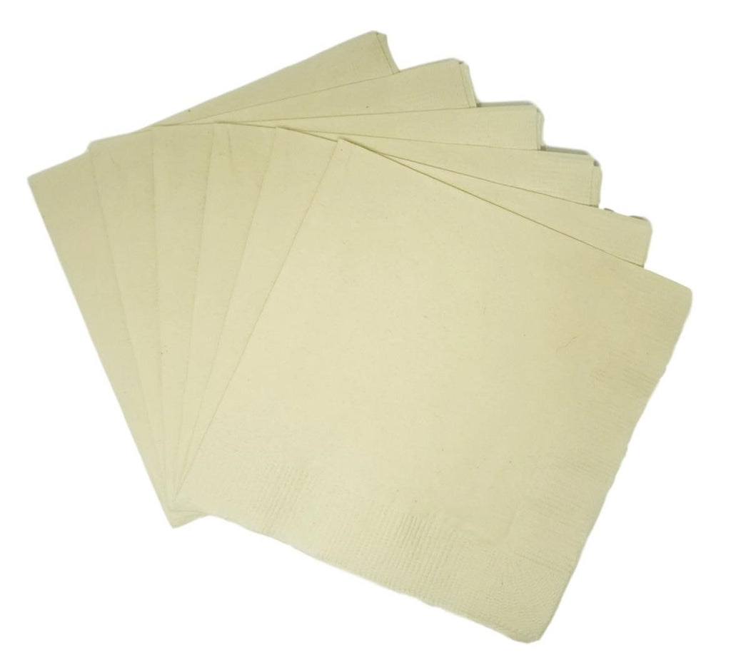 Ivory Plain Solid Color Paper Disposable Cocktail Beverage Napkins