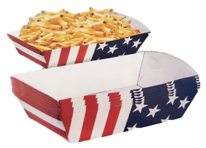 Patriotic American Flag Paper Food Trays – 6 Count