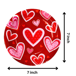 Valentine’s Day Hearts Paper 7” Dessert Plates – 16 Count