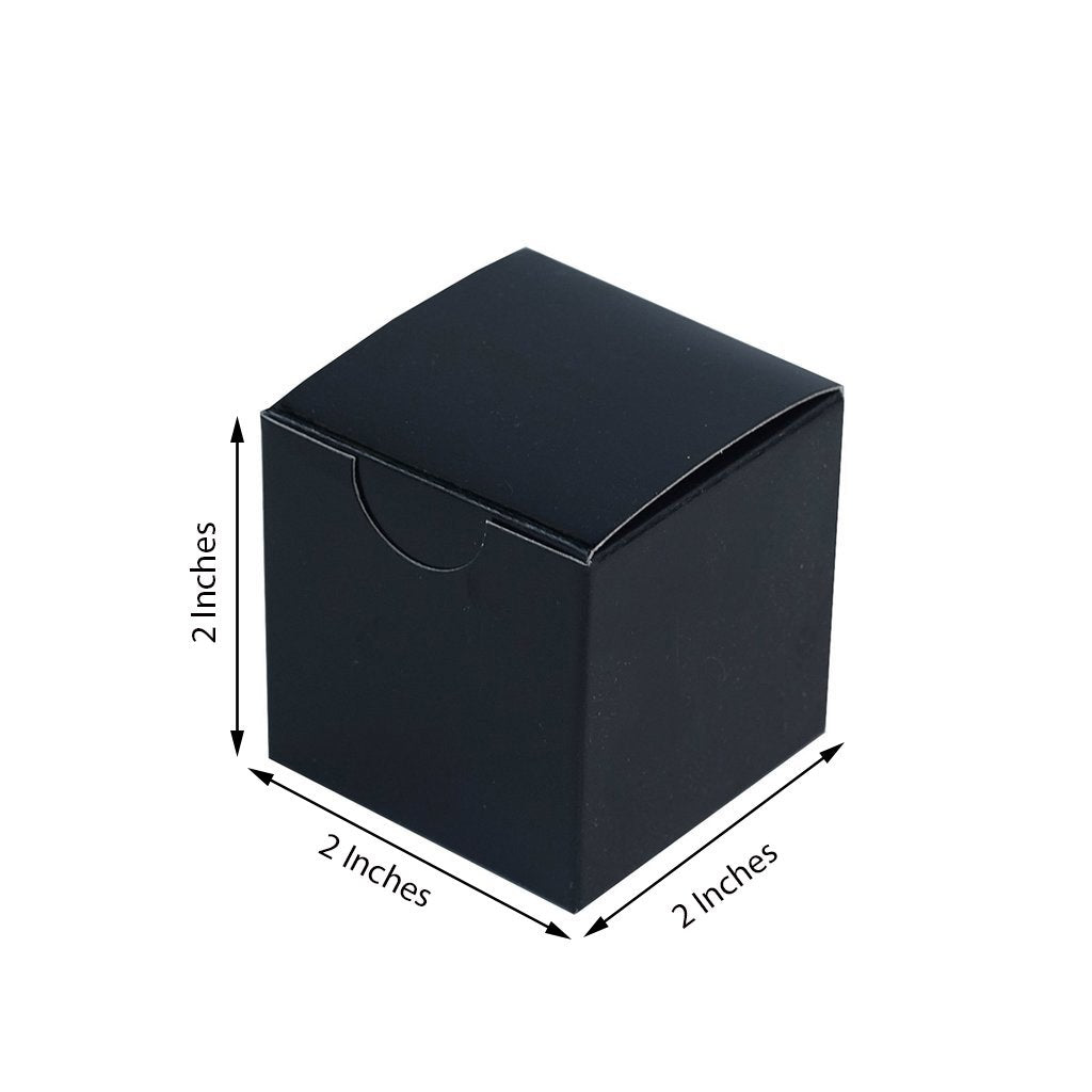 2" x 2" Black Party Candy Favor Paper Boxes – 12 Pieces