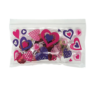 Valentine’s Day Clear Hearts Resealable Zipper Goody Treat Loot Bags – 36 Pieces
