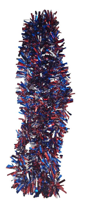 Patriotic Tinsel Skinny Red, White, and Blue Garland