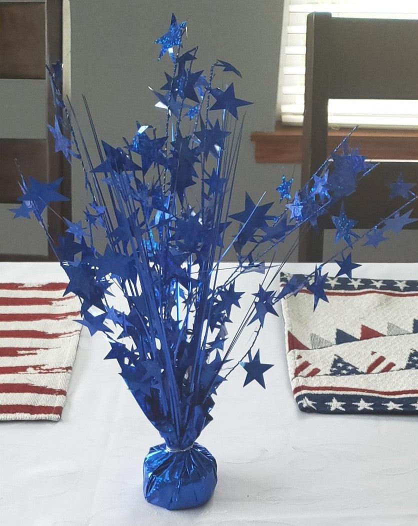 Royal Blue Star 15-inch Holographic Balloon Weight Centerpiece