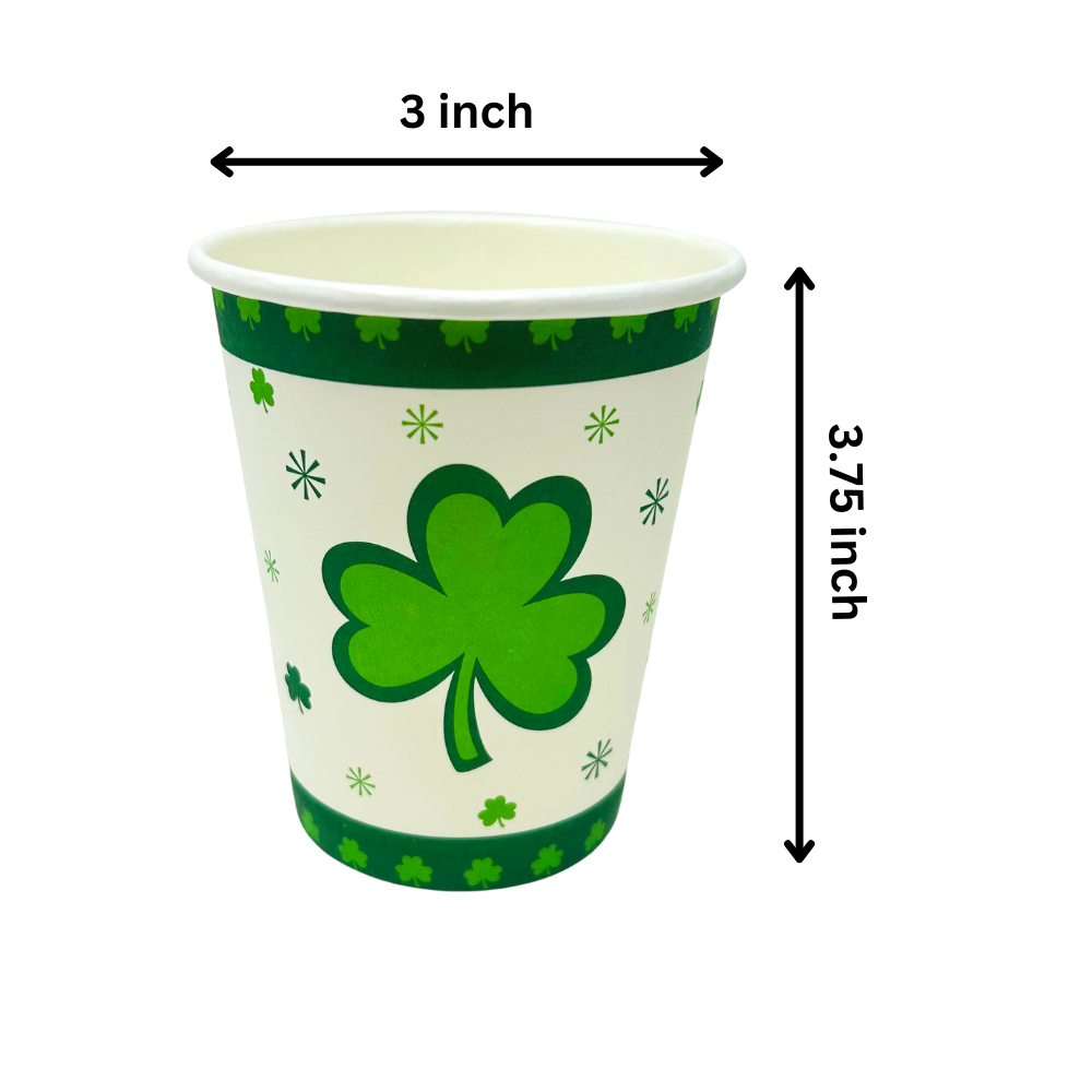 St. Patrick’s Day Shamrock Disposable Paper Cups 9oz – 8 Count