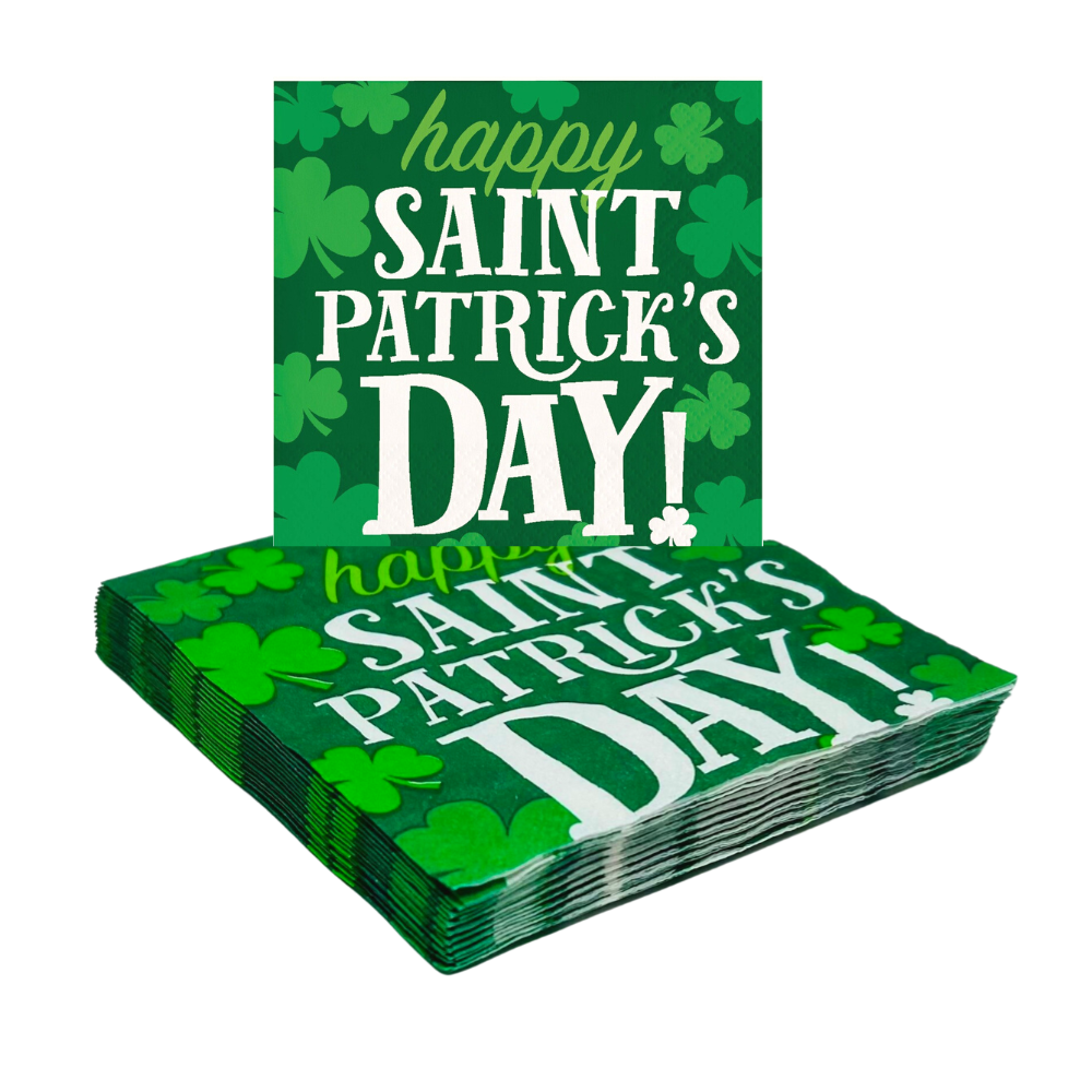 Happy Saint Patrick’s Day! Disposable Paper Beverage Cocktail Napkins – 32 Count 
