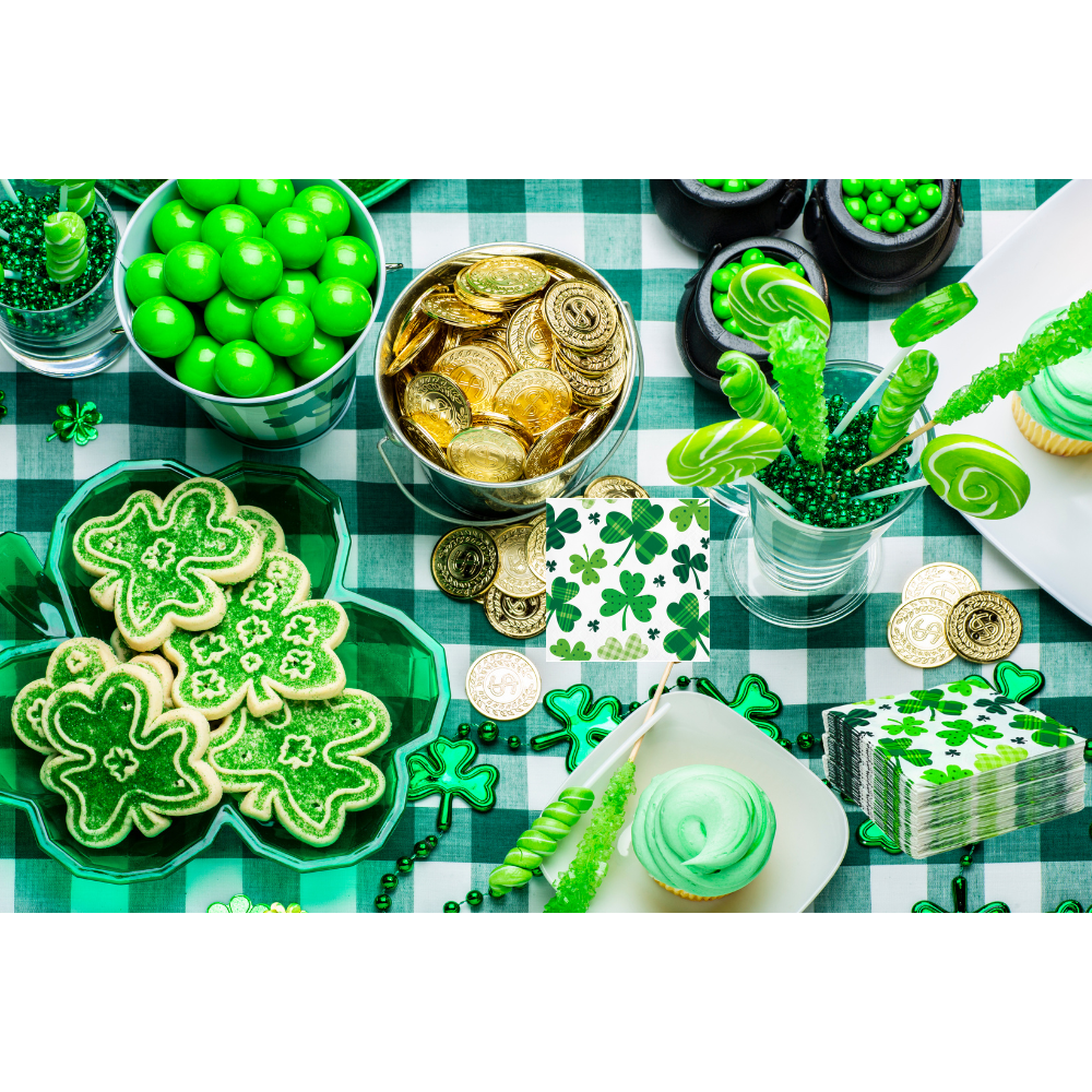 St. Patrick’s Day Shamrocks Disposable Paper Beverage Cocktail Napkins – 32 Count 