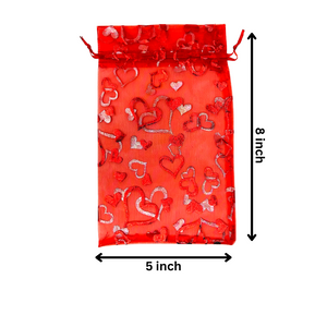 Valentine’s Day Organza Drawstring Gift Bags 3 Assorted Colors – 6 Count