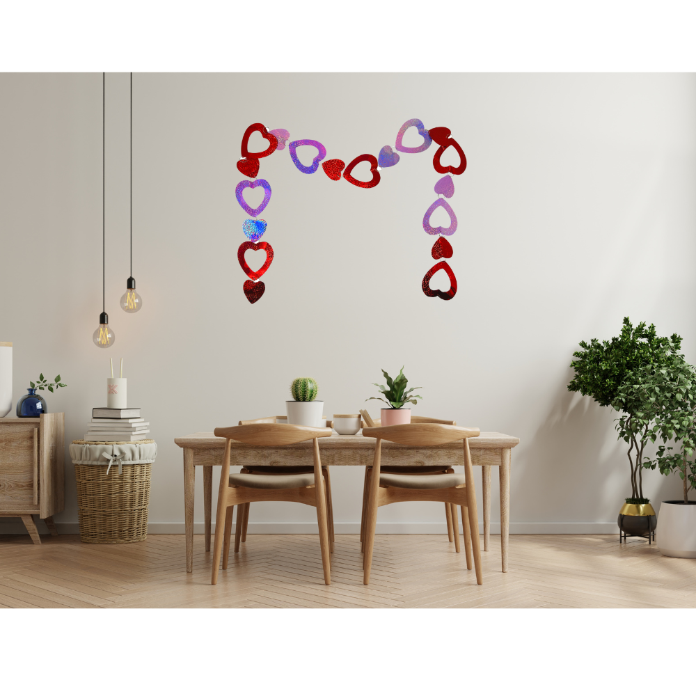 Valentine’s Day Hanging Heart Garland 5 FT Multi-Color and Red