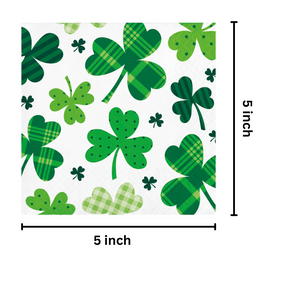 St. Patrick’s Day Shamrocks Disposable Paper Beverage Cocktail Napkins – 32 Count 