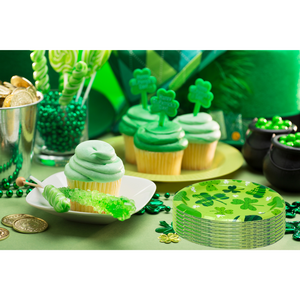 St. Patrick’s Day Shamrock Disposable Paper 7” Dessert Plates – 16 Count