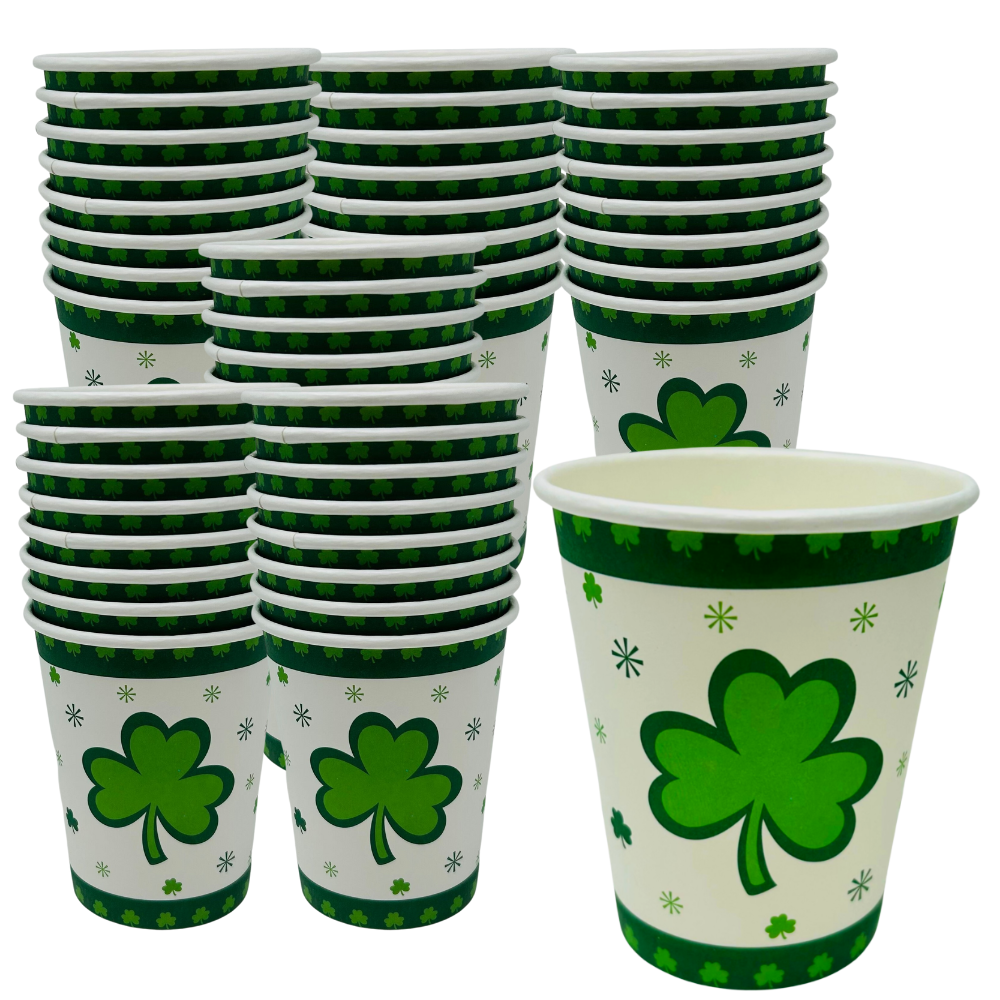 St. Patrick’s Day Shamrock Disposable Paper Cups 9oz – 24 Count