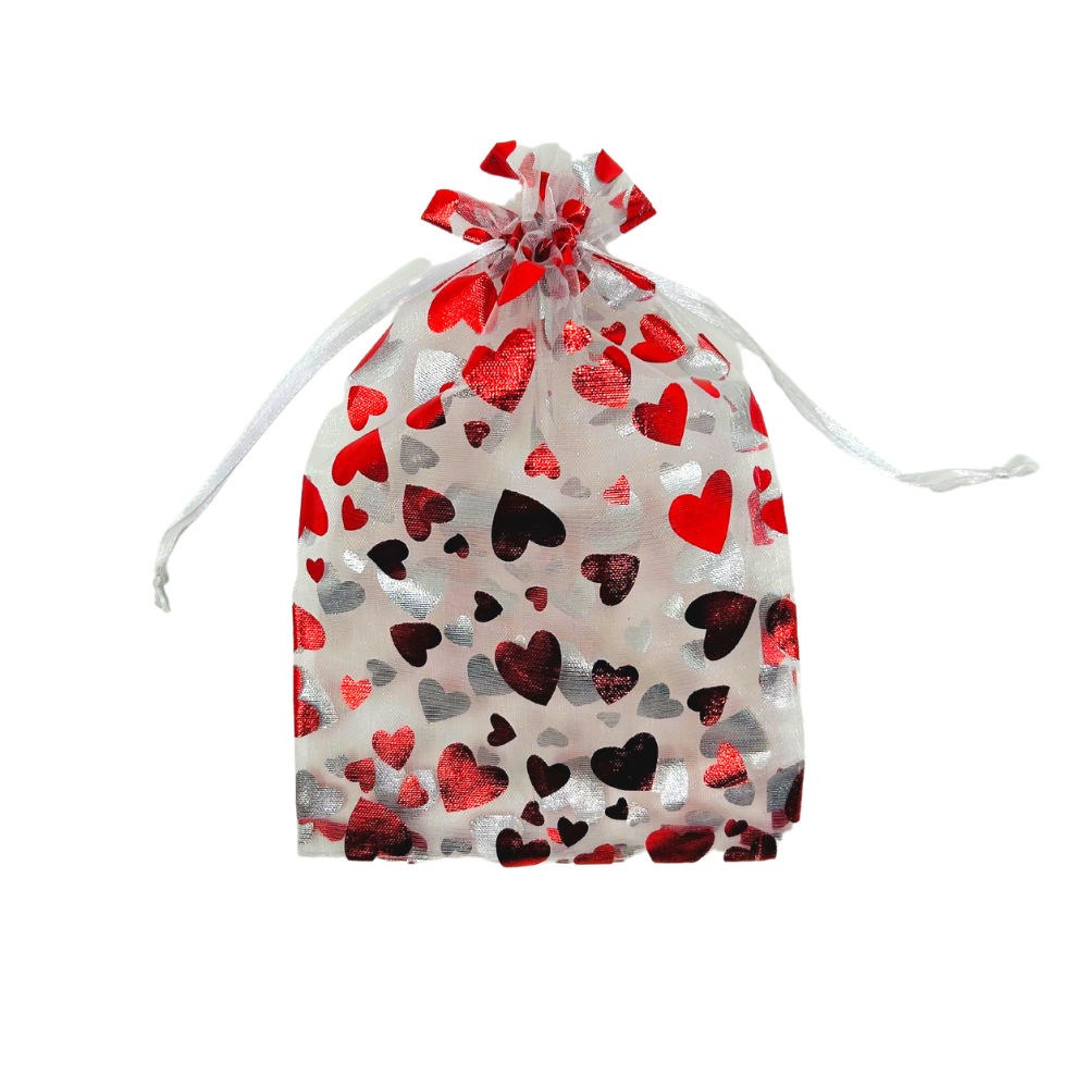 Valentine’s Day Organza Drawstring Gift Bags 3 Assorted Colors – 6 Count