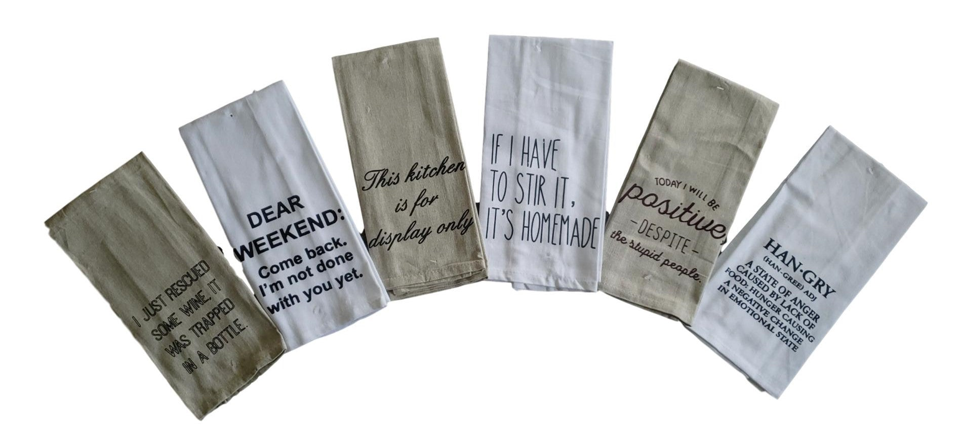 Funny Witty Saying Kitchen Towels – Set of 6