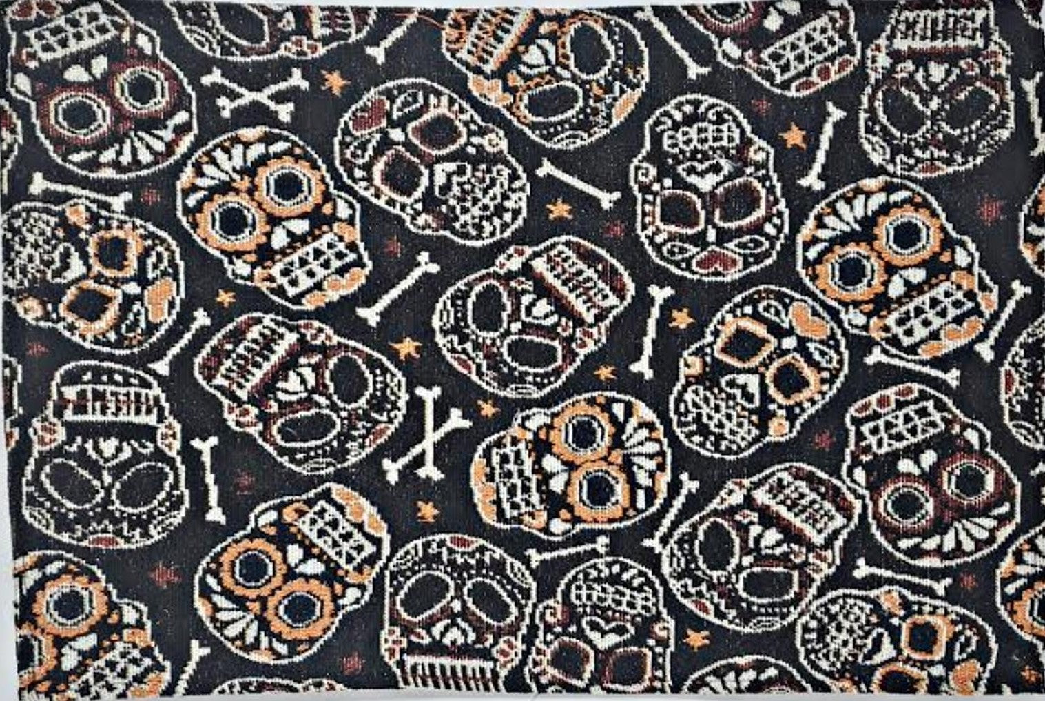 Halloween Skull and Bones Day of the Dead Tapestry Place Mats 13 in x 19 in – Set of 4